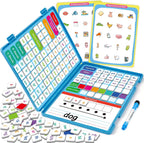 Kit de fonética magnética todo en uno, azulejos de letras magnéticas de fonética, juegos de construcción de palabras, juegos de lectura de ortografía con tablero de construcción de palabras