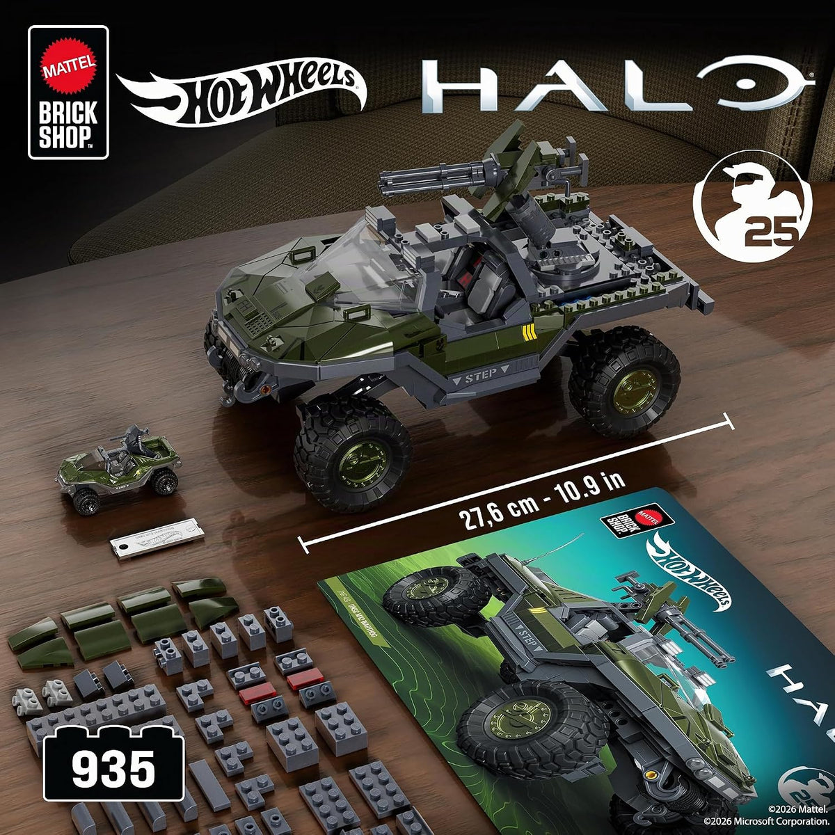 Mattel Brick Shop Hot Wheels Halo UNSC M12 Warthog - Juego de construcción