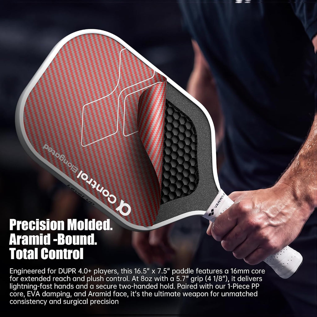 Paletas Pickleball Kevlar 0.630 in Moldeado por Inyección Alargado USAPA