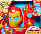 Marvel Iron Man and His Awesome Friends Juego de rol de héroe de alta tecnología, máscara de Iron Man y guante electrónico, juguetes de superhéroes para niños, a partir de 3 años