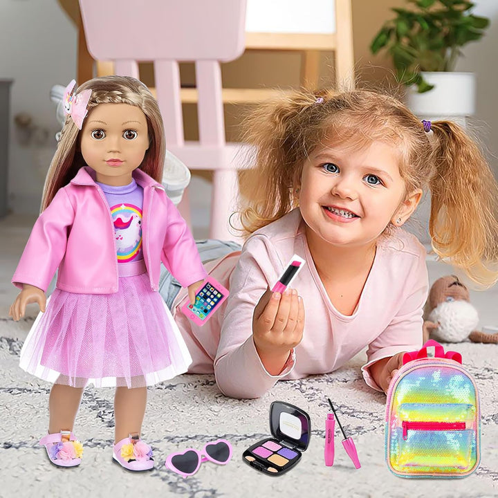 ZNTWEI American Doll - Accesorios de maquillaje y ropa de 18 pulgad...