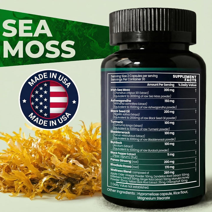 Aceite de semilla negra de musgo marino Ashwagandha Ginger \u2013 C...