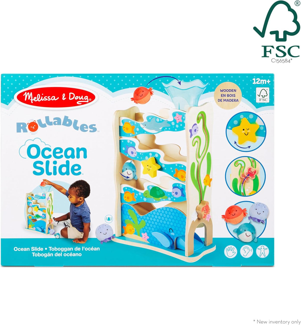 Melissa & Doug Rollables Wooden Ocean Slide Infant & Toddler Toy