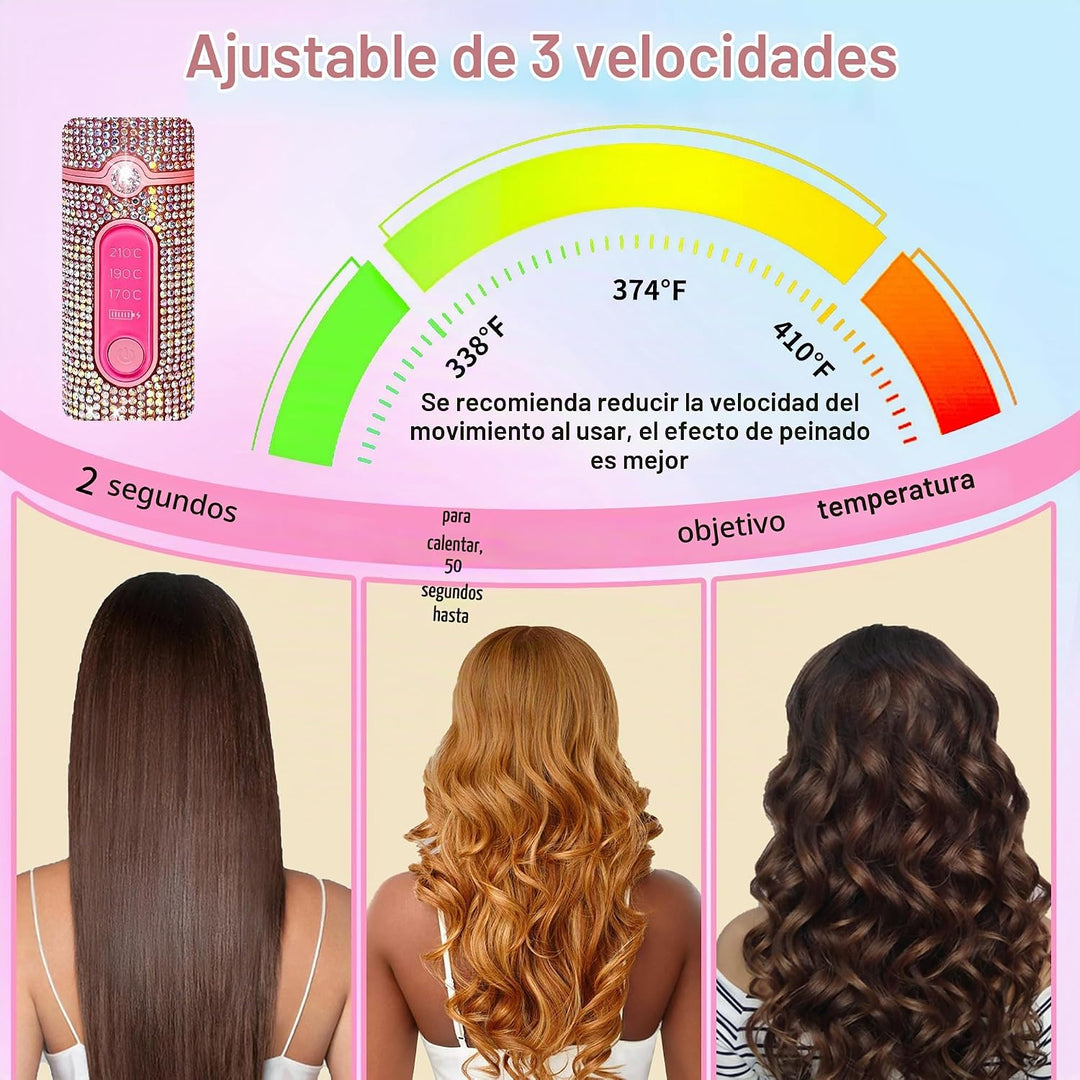 Alisador de pelo inalámbrico, alisador portátil 2 en 1 para alisar...