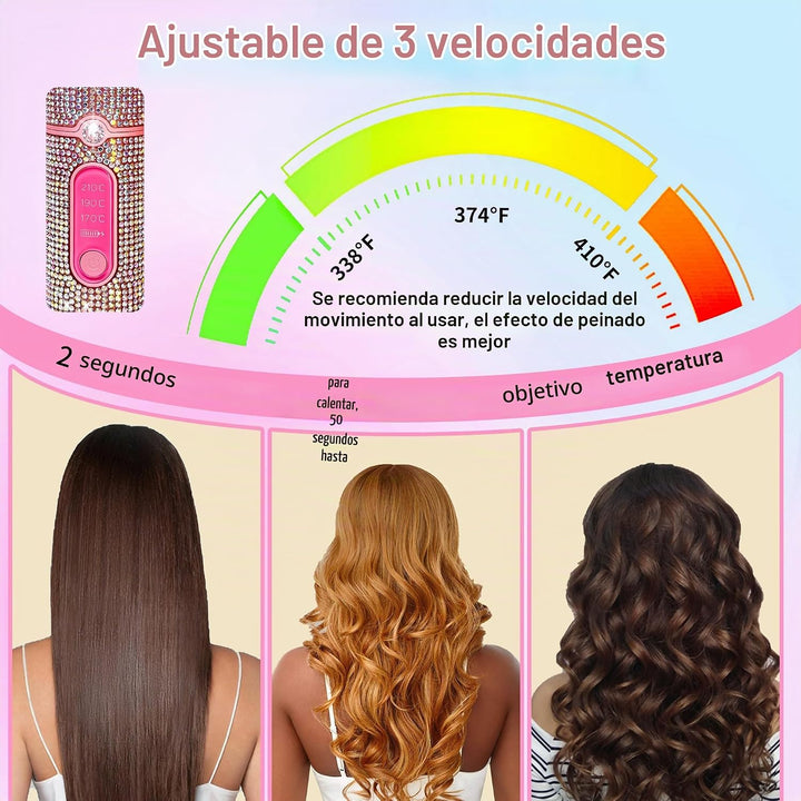 Alisador de pelo inalámbrico, alisador portátil 2 en 1 para alisar...