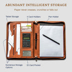 Cossini portafolio comercial / portadocumentos de cuero PU premium con cierre y funda interior para tableta de 10.1 pulgadas (Incluye: pad de escritura, calculadora, lapicera y eBook)