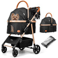 Cochecito para perros y gatos para mascotas pequeñas/medianas de hasta 50 libras, cochecito plegable 3 en 1 para mascotas con transportador desmontable, asiento de automóvil, canasta de almacenamiento