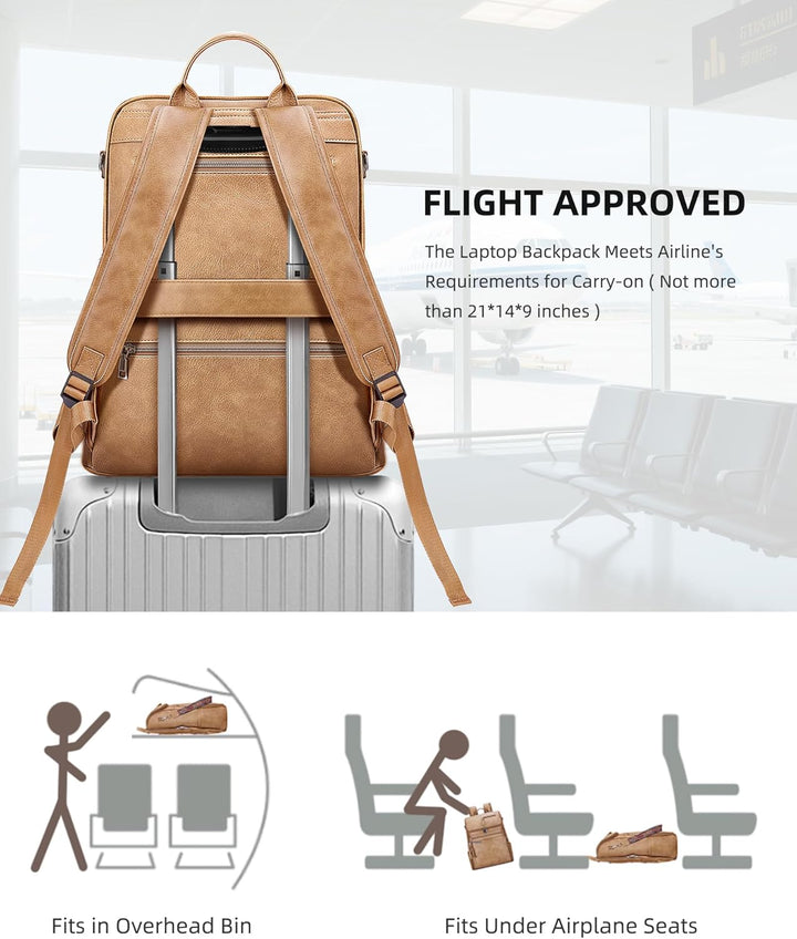 SYTRAH Mochila de cuero para laptop para mujer, bolsa de diseñador...