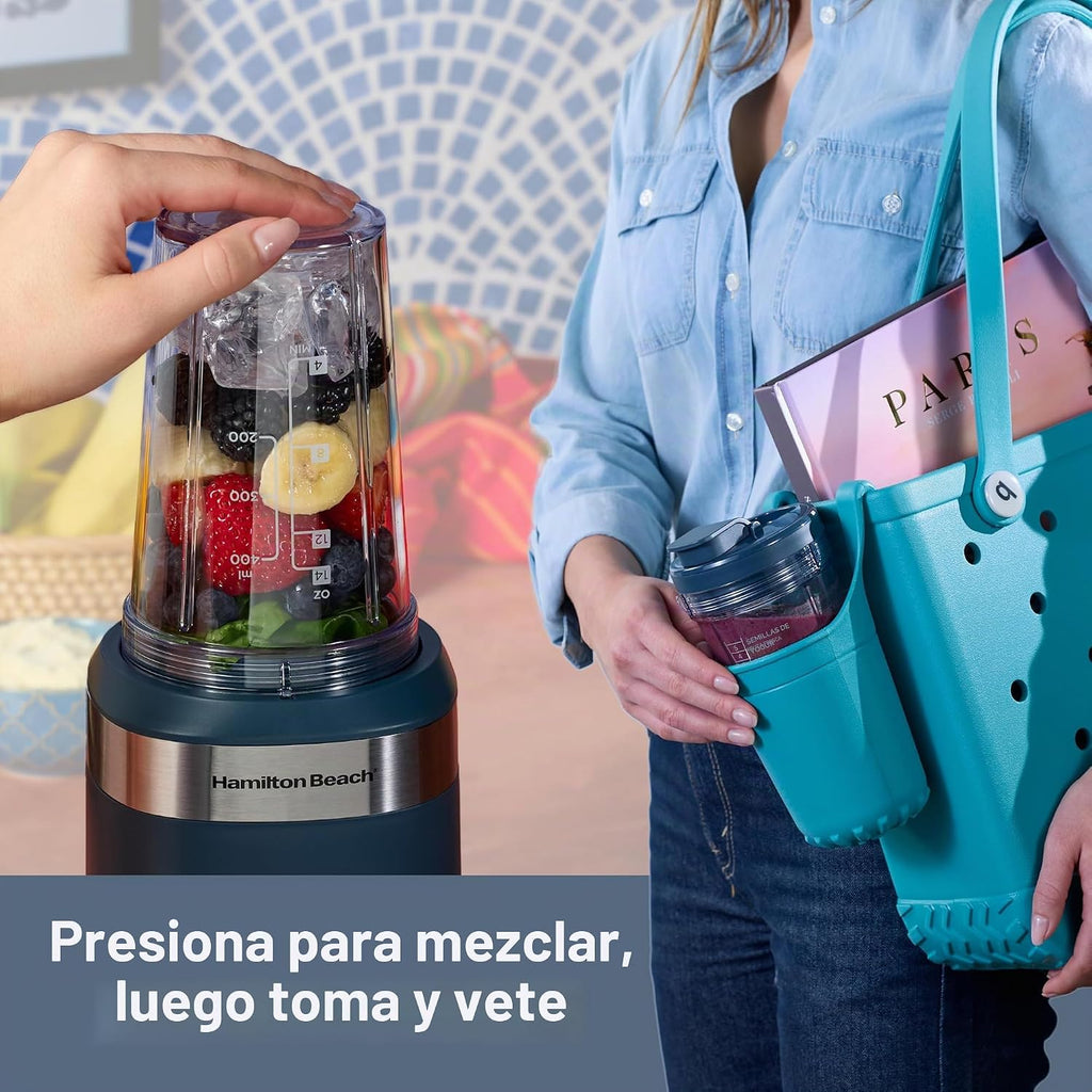 Hamilton Beach Licuadora portátil para batidos con 2 tarros Blend & Go