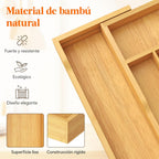Lifewit - Organizador de cajones de cocina de bambú, bandeja para