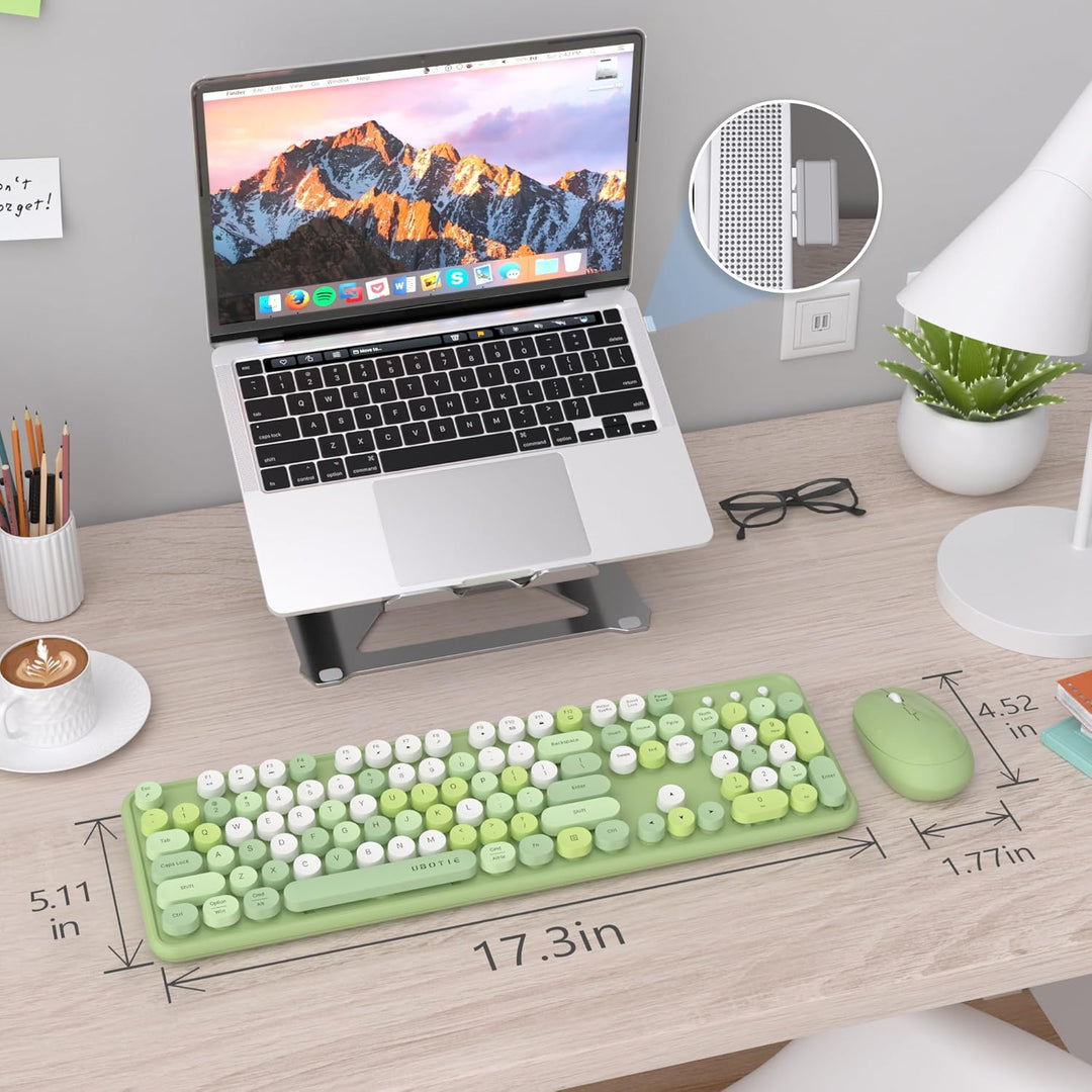 UBOTIE Teclado inalámbrico colorido para computadora y mouse óptico...