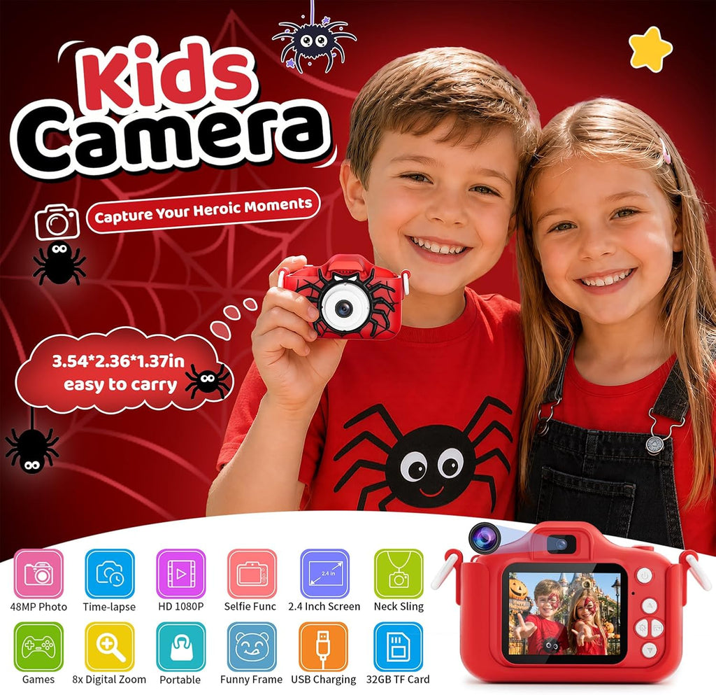 Desuccus Spider Toys - Cámara digital de 48 MP para niños