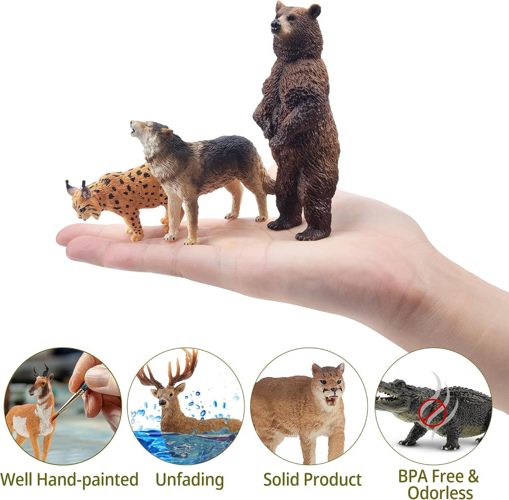 Toymany 12 figuras realistas de animales del bosque de América del Norte