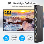 Conmutador KVM HDMI 4 computadoras EDID 4K@60Hz 4 puertos KVM para 4 PC compartiendo 1 monitor y 4 dispositivos USB 3.0 con controlador