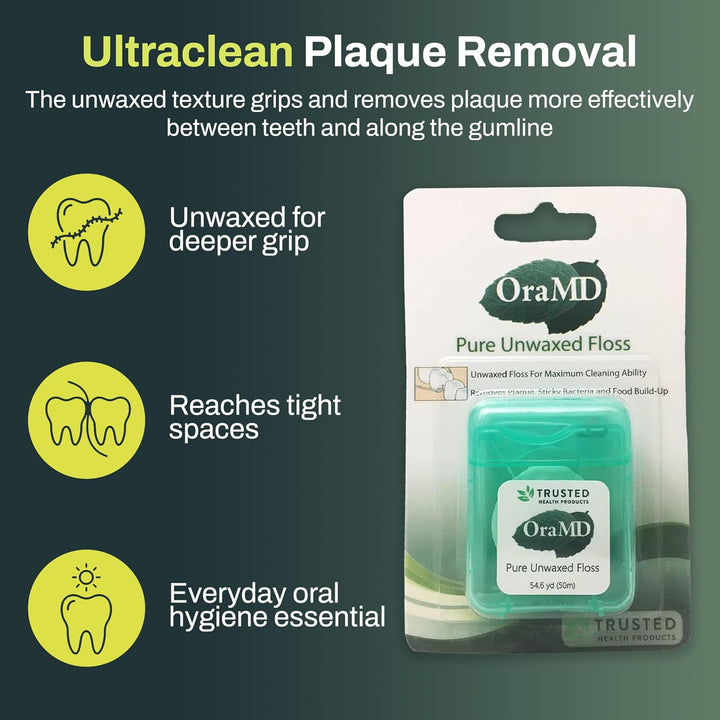 OraMD Oral Care - Hilo dental puro sin encerrar, 54.6 yardas, sin P...