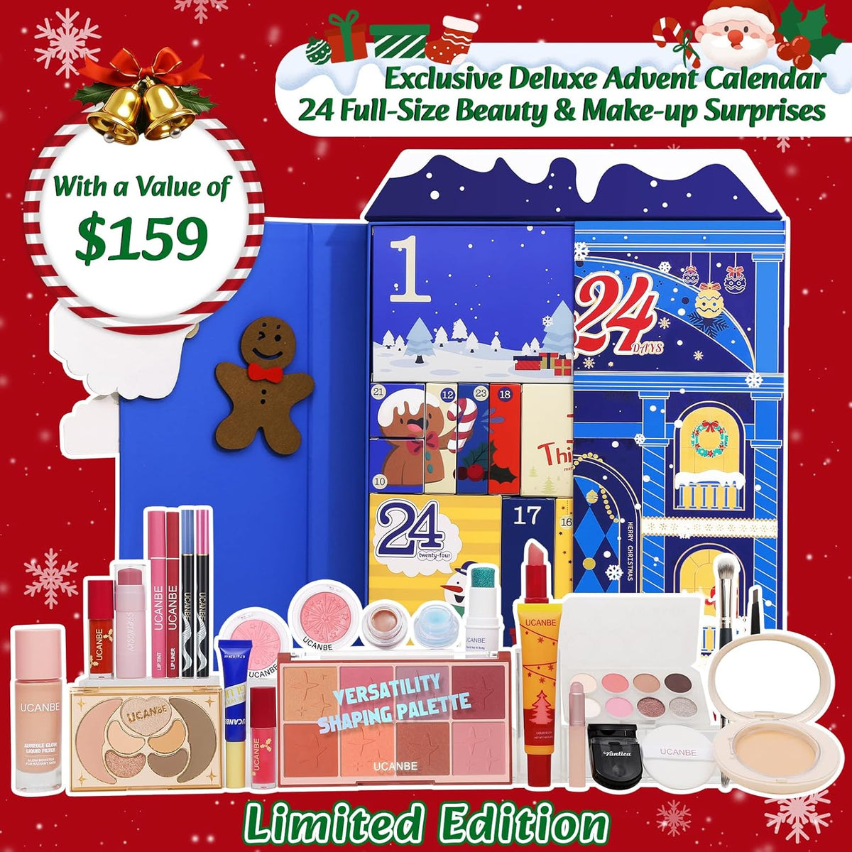 UCANBE Calendario de Adviento de maquillaje de lujo 2025, juego de...