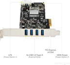 StarTech - Tarjeta PCIe USB de 4 puertos de 5 Gbps, 4 controladores...