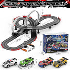 Juego de pista de carreras de ranura 3 en 1 con 4 coches de ranura de alta velocidad, pista de carreras eléctrica que incluye pistas de destello de paso elevado circular, juguetes de regalo de juego