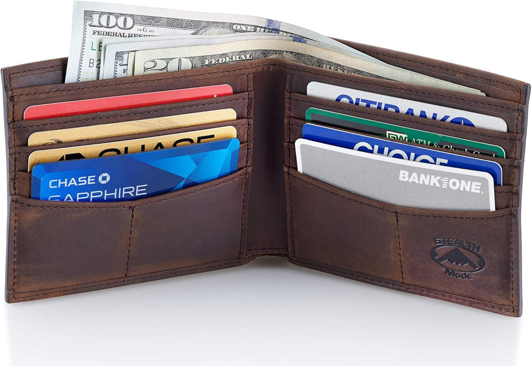 Stealth Mode Billetera de cuero para hombre. Billetera con RFID + 8...