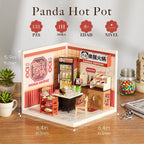 Rolife Super Creator - Juego de construcción de casas de plástico en miniatura con LED, adecuado para figuras pequeñas, juguetes de construcción, kit de diorama, regalos para adolescentes y adultos (Panda Hot Pot)