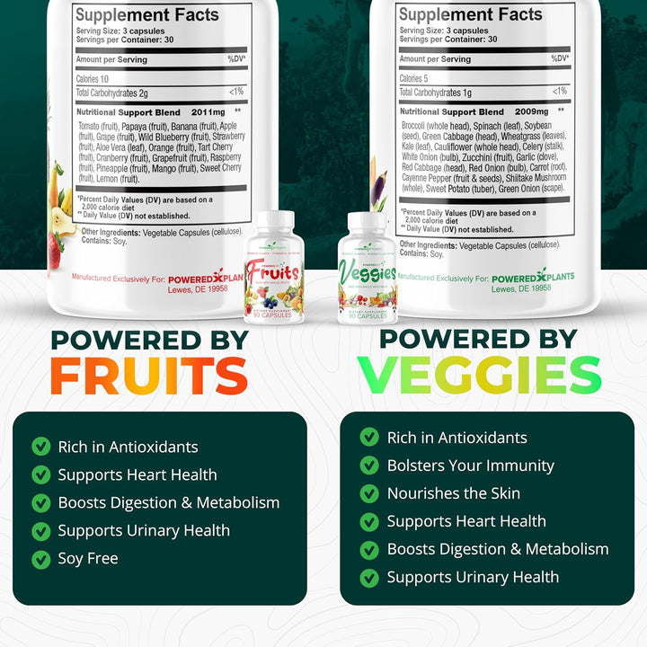 POWERED X PLANTS Cápsulas de frutas y verduras, superalimento natur...