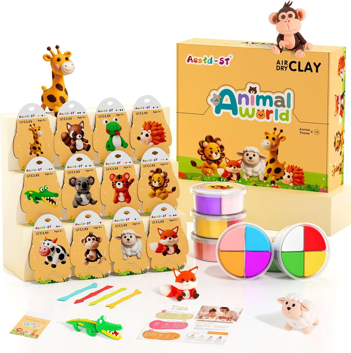 Air Dry Clay Kit - Animal Theme, Modeling Clay para Kids