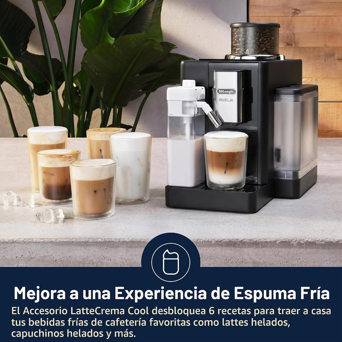 De'Longhi Rivelia - Máquina automática de café expreso, espumador de leche