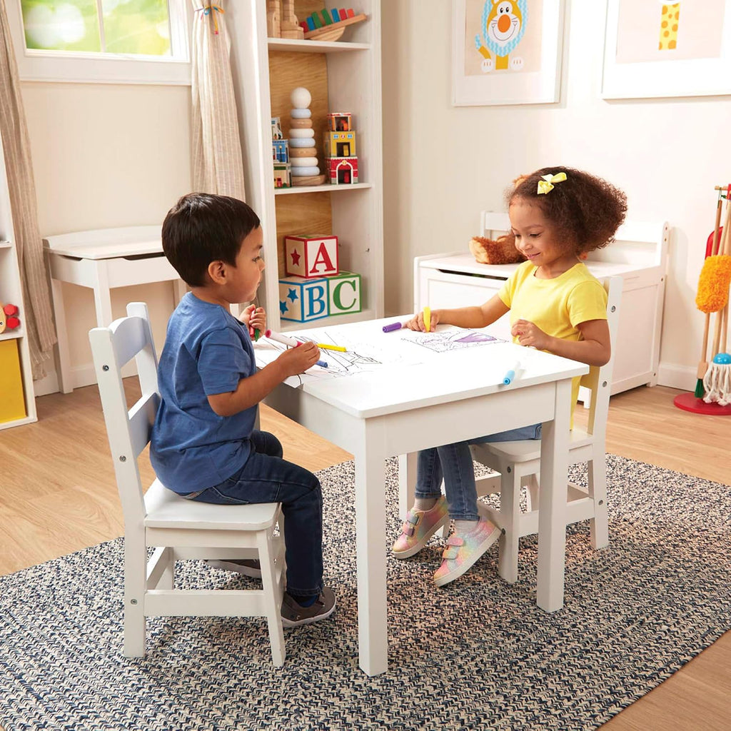 Mesa de Madera Maciza Melissa & Doug y 2 Sillas para Sala de Juegos