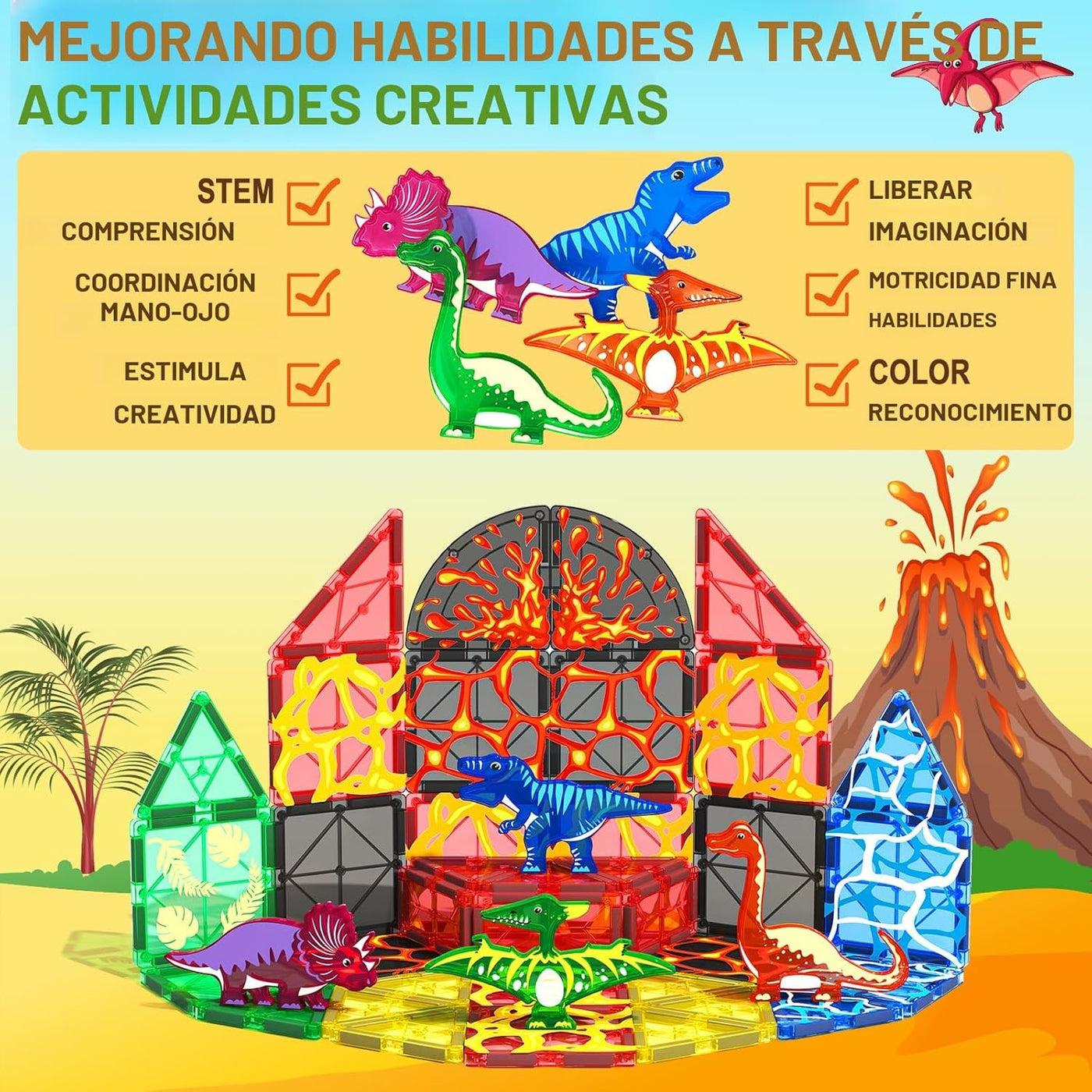 Juguetes de dinosaurio azulejos magnéticos juego del mundo