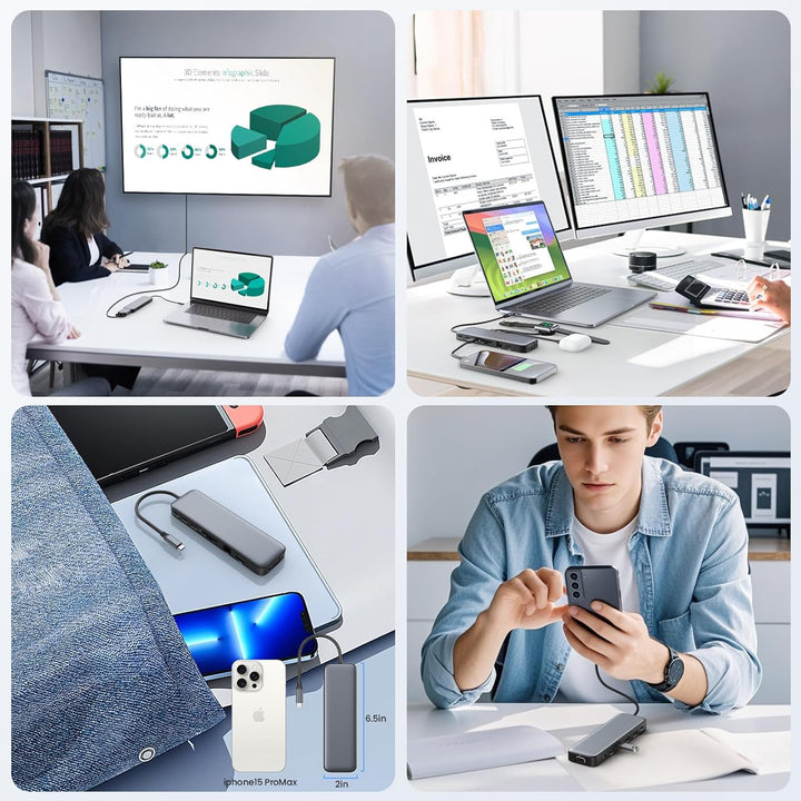 Estación de acoplamiento USB C Hub para laptop monitor