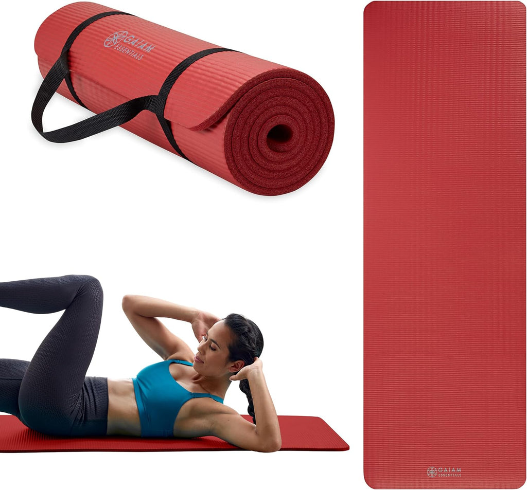 Gaiam Tapete de yoga grueso, esterilla de ejercicio y fitness con correa de