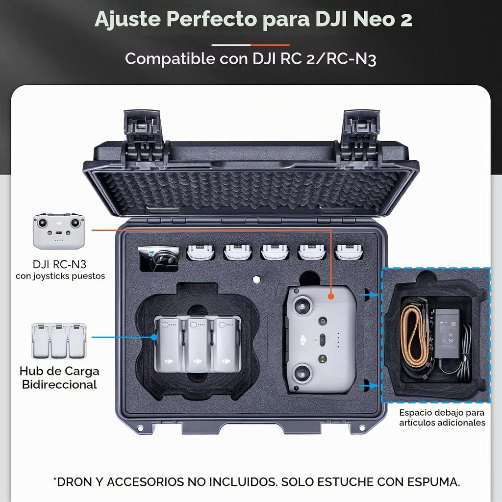 Lykus Titan N220 - Carcasa rígida impermeable para DJI Neo 2 y DJI RC2