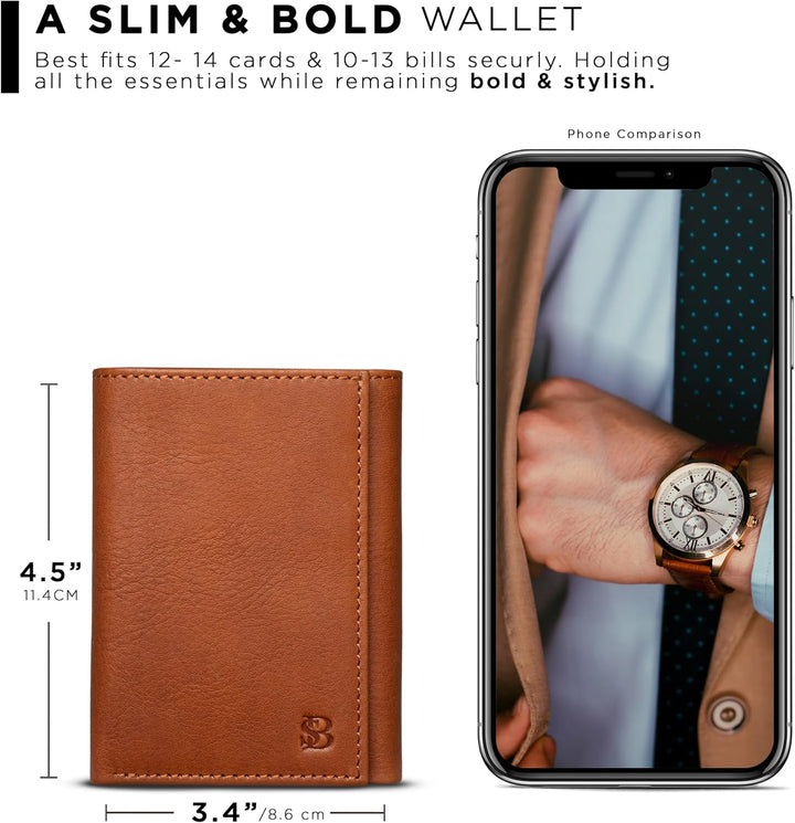 SERMAN BRANDS Billetera plegable para hombre con bloqueo RFID - Cue...