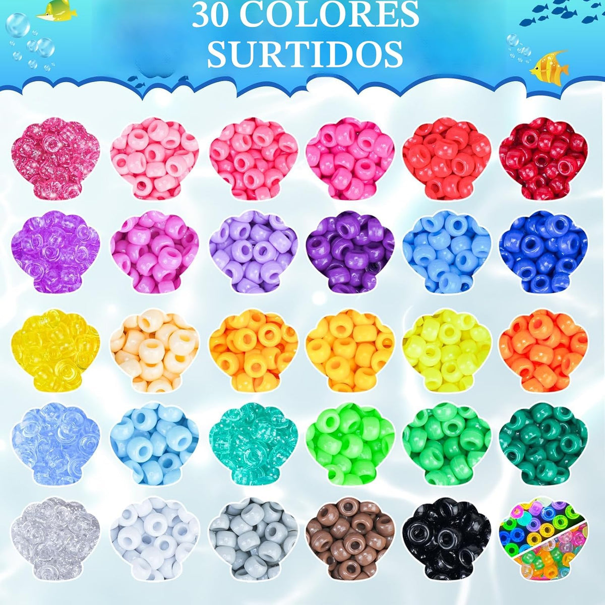 Gionlion Más de 6000 cuentas de poni en 30 colores surtidos, incluye cuentas que brillan en la oscuridad, cuentas Kandi para hacer joyas, pulsera de la amistad, cuentas de pelo de 0.236 x 0.315 pulgadas para trenzas en embalaje resistente a los golpes