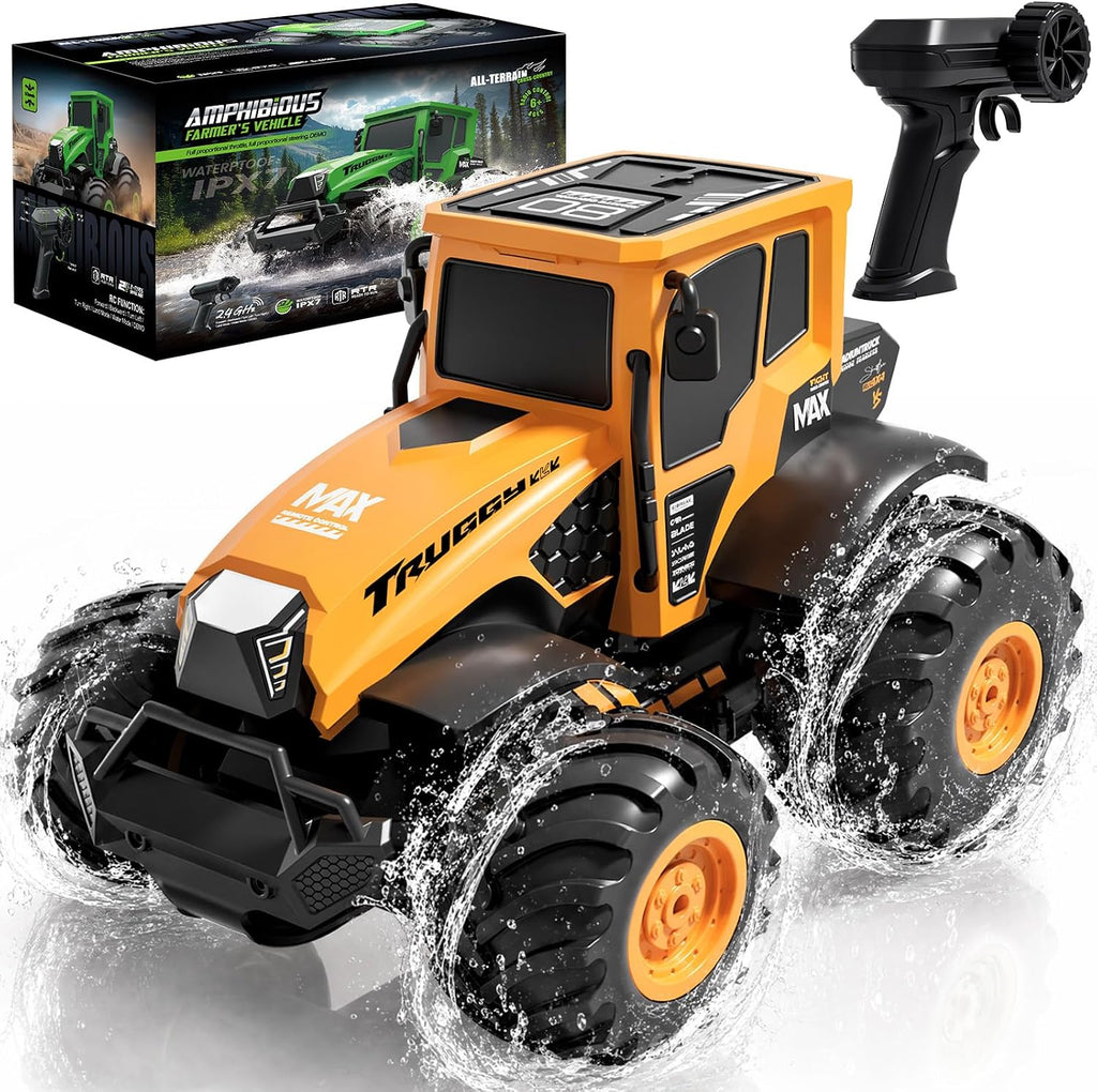 Tractor RC anfibio de granja 1:14, coche de acrobacias impermeable