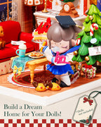 Rolife Super Creador de Navidad, casa en miniatura de plástico, juego de construcción con chimenea y árbol de Navidad, manualidades, pasatiempos, bloques de construcción