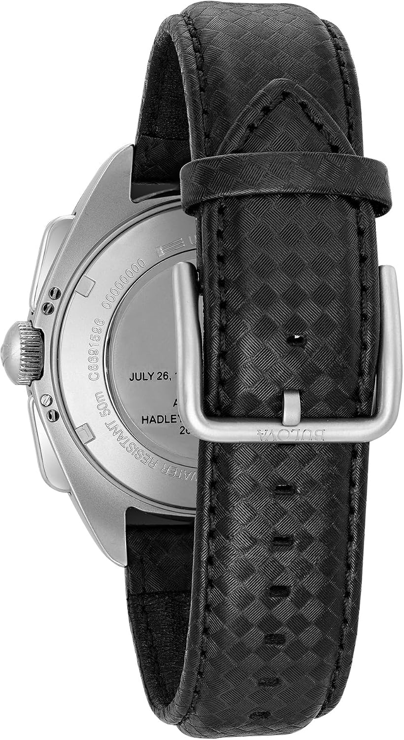 Bulova Serie Archive Lunar Pilot para Hombre - Conjunto de Reloj Cronógrafo de Cuarzo de Alto Rendimiento de 6 Manecillas, Acero Inoxidable y Correa de Nailon Negro, Cristal de Zafiro Estilo: 96B251