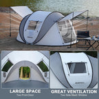 Tienda de campaña desplegable para 2/4/6 personas, tienda instantánea impermeable PU4500mm, amplia tienda de campaña ventilada con porche delantero, instalación rápida, ligera y portátil para