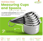 Spring Chef Juego de 14 tazas y cucharas medidoras de acero inoxidable