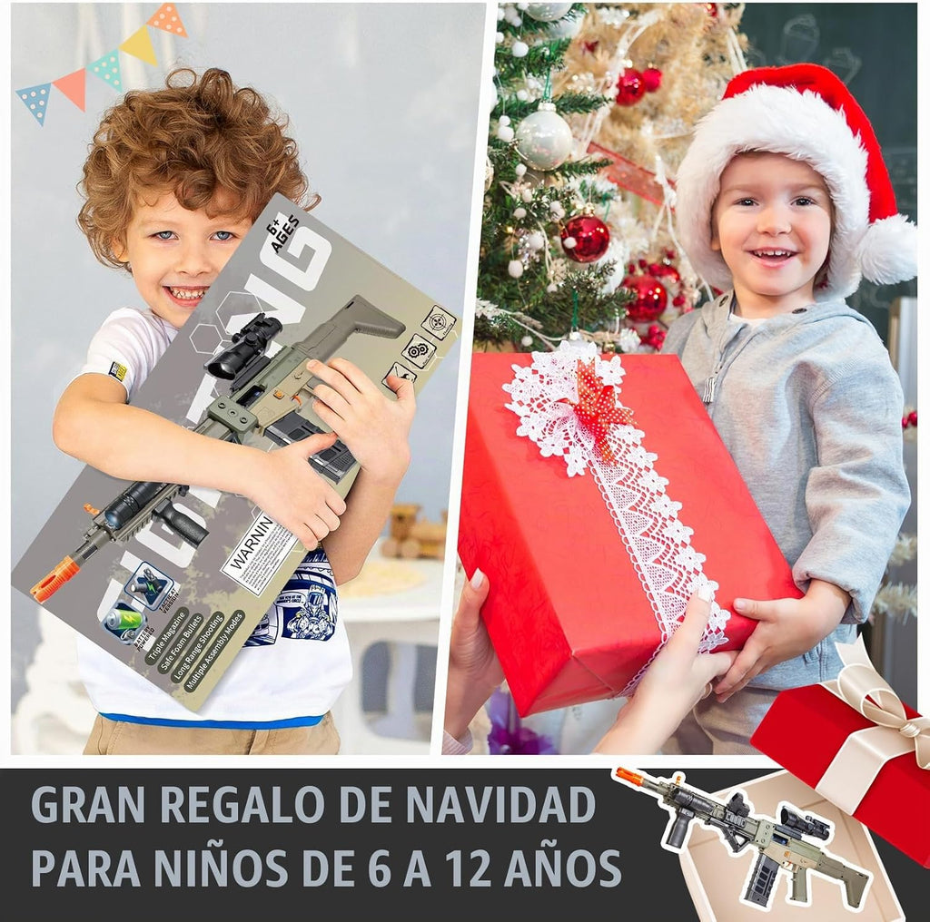 Pistolas de juguete realistas de rifle de francotirador para balas Nerf, juego de juguetes de espuma eléctrica con alcance, 120 dardos suaves y 3 revistas, pistola de juguete semiautomática para niños de 8 a 12 años