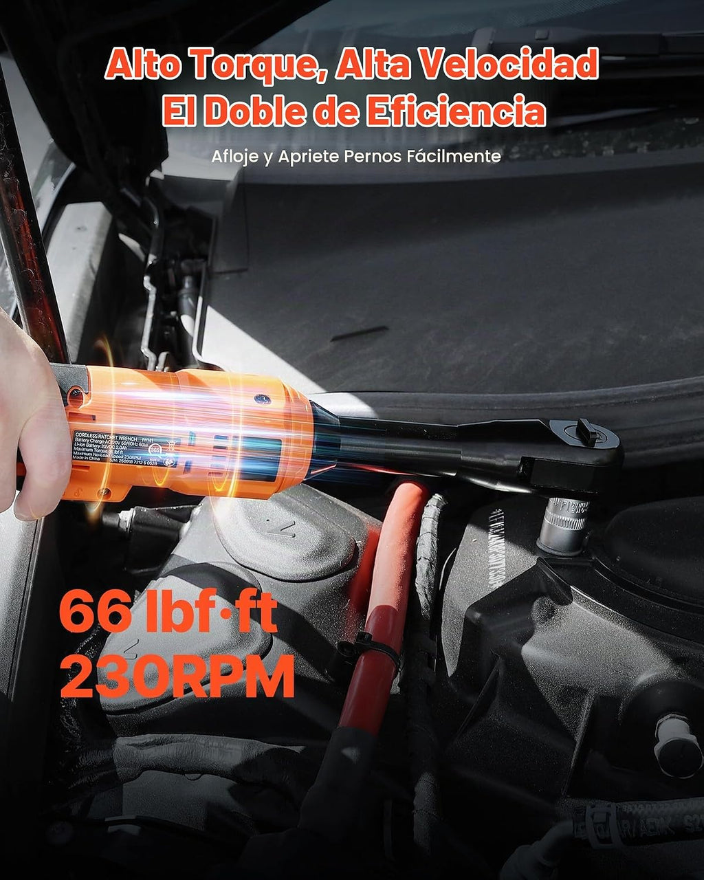 VEVOR Llave de trinquete inalámbrica, transmisión de 3/8 pulgadas, 230 RPM, hasta 66 ft-lbs de torque, juego de llaves de trinquete eléctricas a batería con dos baterías de 2.0Ah, cargador, dados