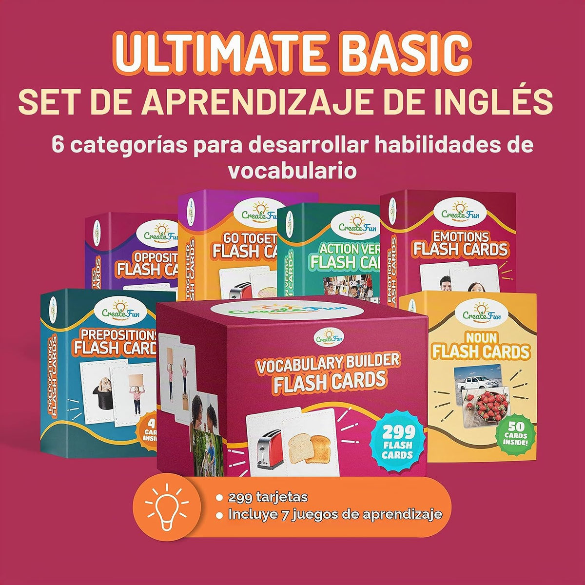 299 tarjetas flash de construcción de vocabulario, tarjetas de fotos educativas para el hogar, materiales de terapia del habla, materiales de enseñanza de ESL incluye emociones, elementos que van