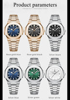 Poedagar Reloj de pulsera de moda para hombre, correa de acero inoxidable, reloj de cuarzo para hombre, impermeable, luminoso, fecha, cuadrado, relojes para hombre