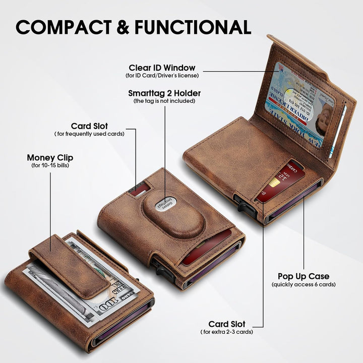 GAOCHALE Cartera para hombre Samsung Smarttag2 con clip para dinero...