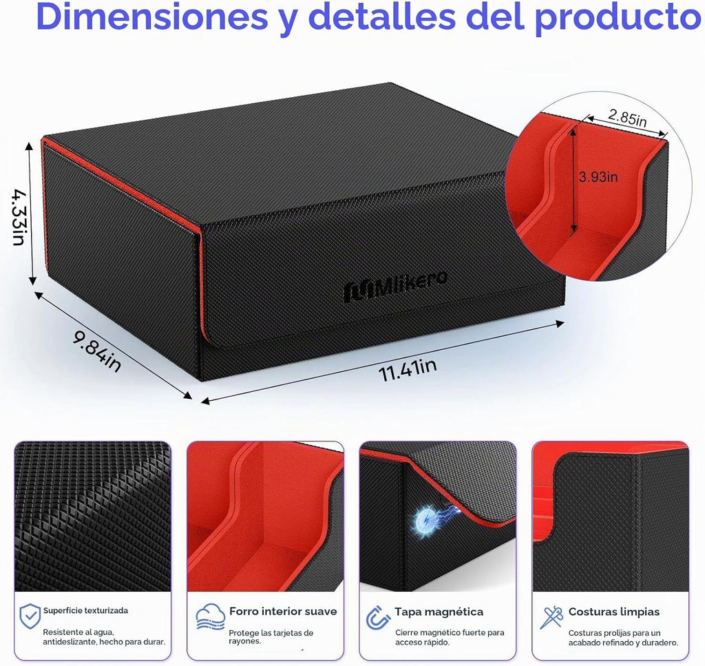 Mlikero Caja de almacenamiento de tarjetas coleccionables, almacenamiento de tarjetas a granel para más de 1800 tarjetas con funda, organizador de tarjetas de cierre magnético de piel sintética con 10