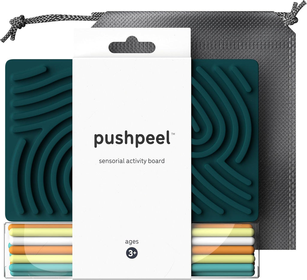 Tabla de Actividad Sensorial Pushpeel: Juguete de silicona para aliviar el estrés, ansiedad, TDAH y autismo | Silencioso, sin desorden | Niños de 3 años en adelante y adultos | Incluye bolsa de viaje