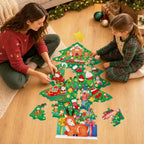 Gatherfun - Rompecabezas de piso de Navidad para niños de 3 a 5 años con 48 piezas grandes, rompecabezas de piso en forma de árbol de Navidad para decoraciones de fiestas, regalos y actividades en el aula
