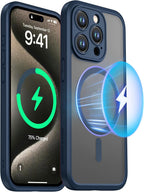 ImpactStrong Protector Magnético Diseñado para Funda iPhone 15 Pro Max [Protección de Cámara] [Probado contra Caídas de Grado Militar] [Compatible con MagSafe] Funda de Teléfono Delgada Translúcida