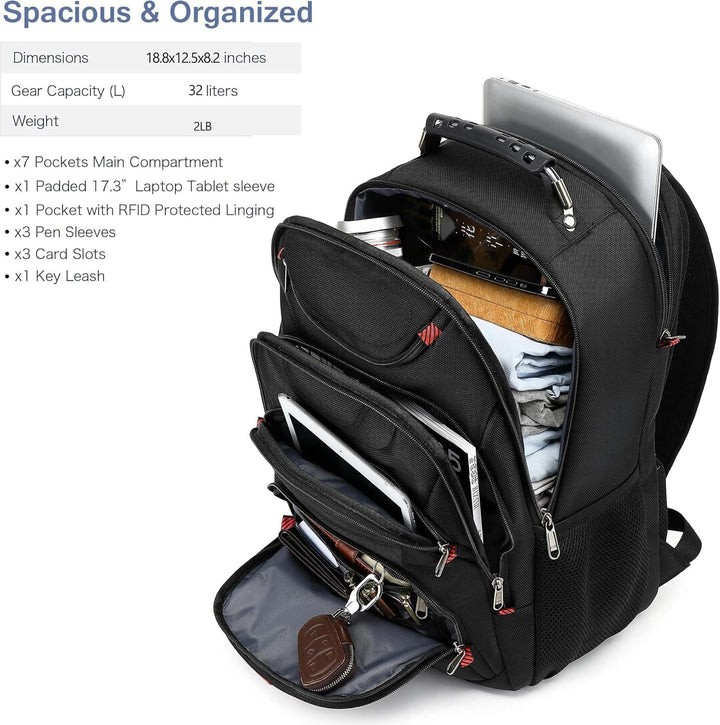 Mochila para laptop Boavan para hombre (Negro, 15.6), Negro, Elegante