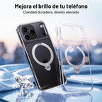 CASEKOO Funda para iPhone 17 Pro con soporte magnético giratorio de 360 grados compatible con MagSafe, protección militar contra caídas de 17 pies con soporte de 6.3 pulgadas, transparente